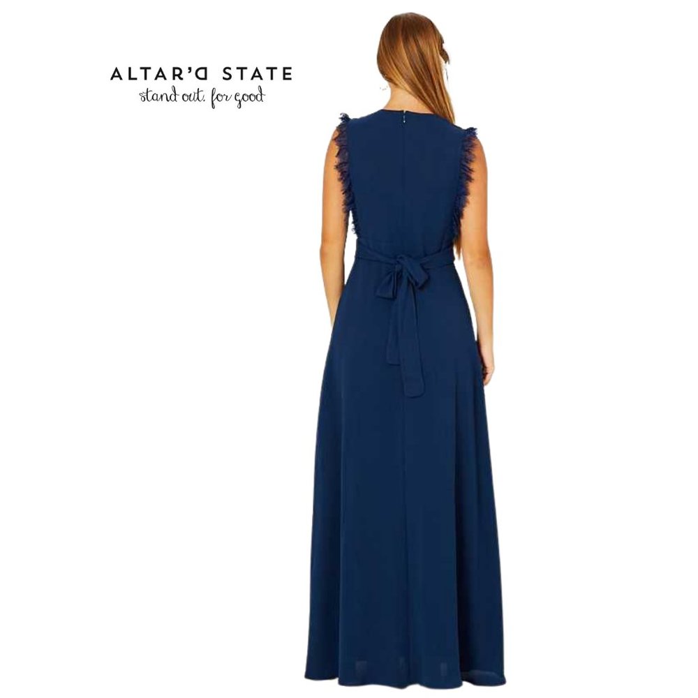 NEW Navy Valetta Maxi Dress V-neck Lace Sleeveless - Picture 3 of 14
